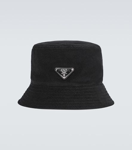 Chapeau bob en velours côtelé à logo - Prada - Modalova