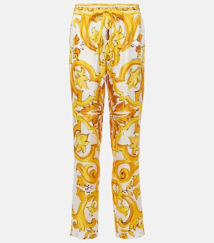 Pantalon droit Majolica en soie - Dolce&Gabbana - Modalova
