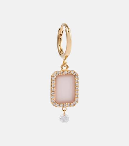 Boucle d’oreille unique en or blanc 18 ct, diamants et quartz rose - Persée - Modalova