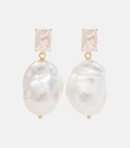 Boucles d'oreilles en or 14 ct, quartz rose et perles baroques - Mateo - Modalova