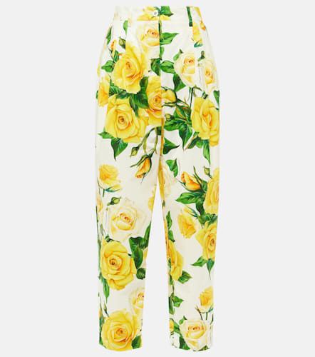 Pantalon raccourci en coton à fleurs - Dolce&Gabbana - Modalova