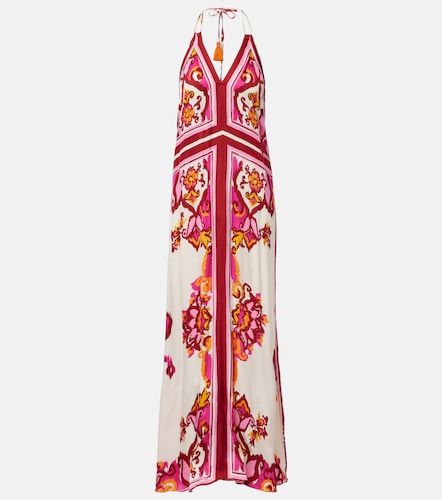Robe longue Mary imprimée en satin - Poupette St Barth - Modalova