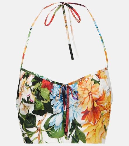Top raccourci en coton à fleurs - Dolce&Gabbana - Modalova