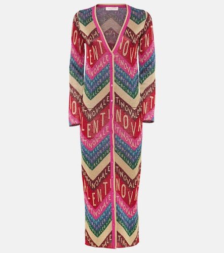 Robe midi en maille jacquard à logo - Valentino - Modalova