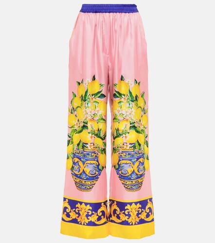 Pantalon ample imprimé en soie - Dolce&Gabbana - Modalova