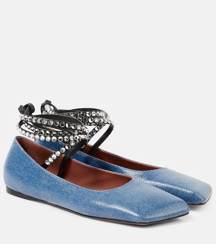 Ballerines Ane en denim à ornements - Amina Muaddi - Modalova
