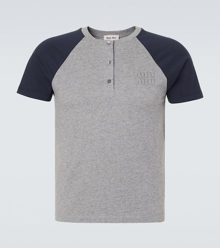 Miu Miu Top Henley de coton à logo - Miu Miu - Modalova