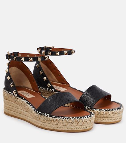 Espadrilles compensées Rockstud en cuir - Valentino Garavani - Modalova