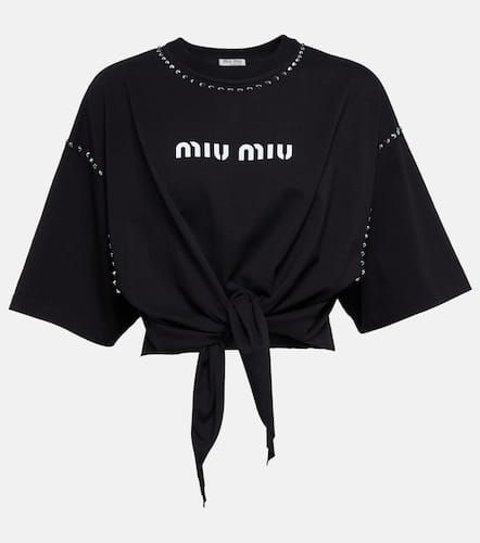 T-shirt raccourci en coton - Miu Miu - Modalova