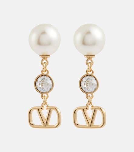 Boucles d'oreilles VLogo Signature à perles fantaisie - Valentino - Modalova