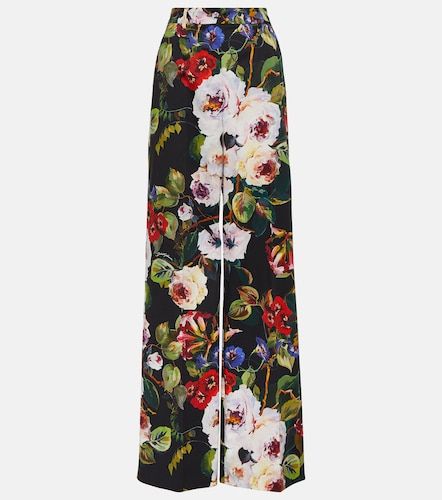 Pantalon ample en coton mélangé à imprimé floral - Dolce&Gabbana - Modalova