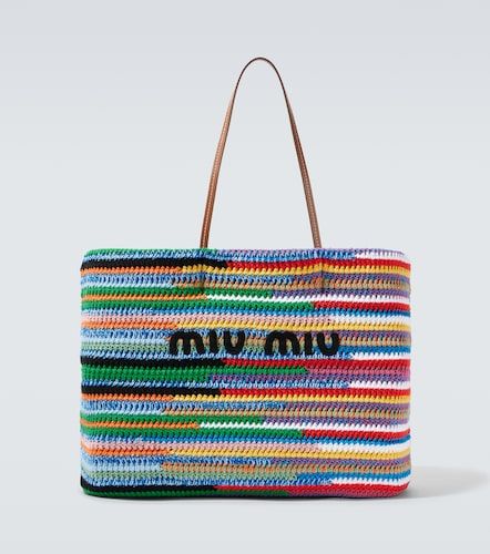 Sac Large en crochet et cuir - Miu Miu - Modalova