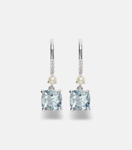 Boucles d’oreilles en or blanc 14 ct, aigues-marines, perles et diamants - Stone and Strand - Modalova