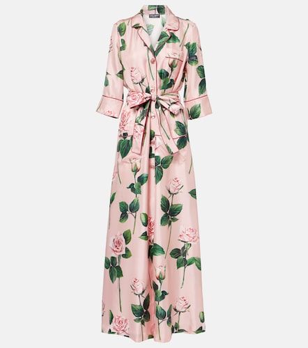 Robe longue en soie à fleurs - Dolce&Gabbana - Modalova