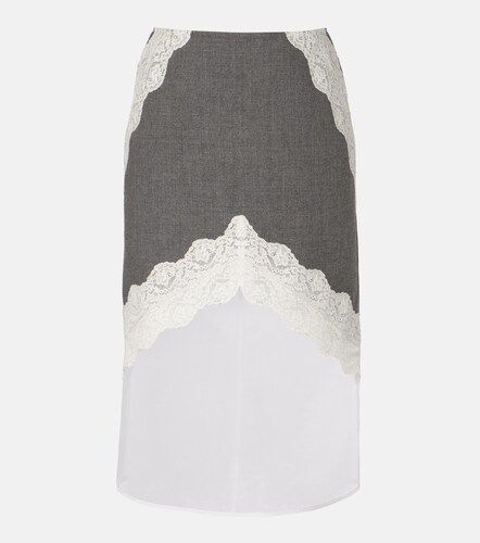 Jupe midi en laine et dentelle - Jil Sander - Modalova