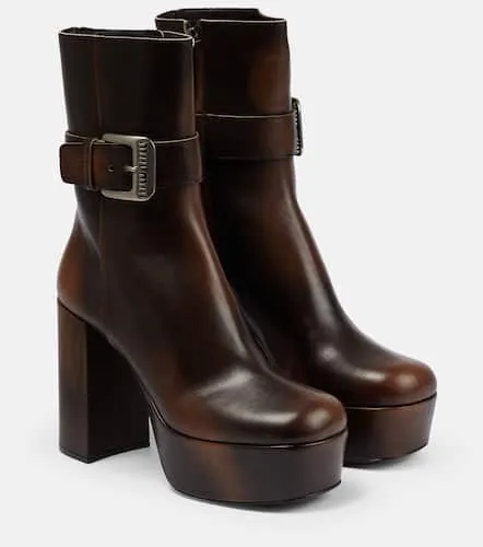 Miu Miu Bottines à plateau en cuir - Miu Miu - Modalova