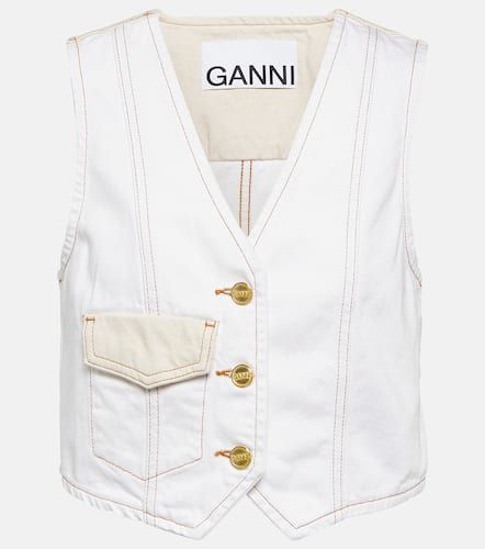 Ganni Gilet raccourci en jean - Ganni - Modalova