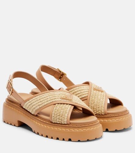 Sandales à plateforme en crochet et cuir - Prada - Modalova