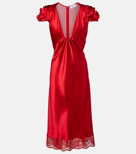 Robe midi en satin et dentelle - McQueen - Modalova