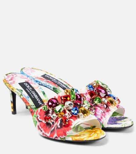 Mules Kiera à fleurs et cristaux - Dolce&Gabbana - Modalova