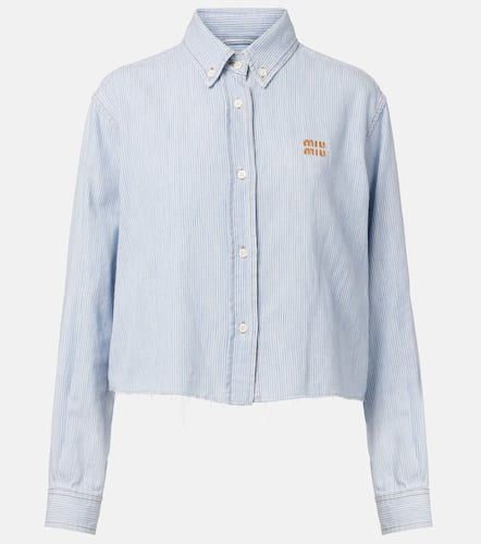 Chemise raye en coton  logo - Miu Miu - Modalova