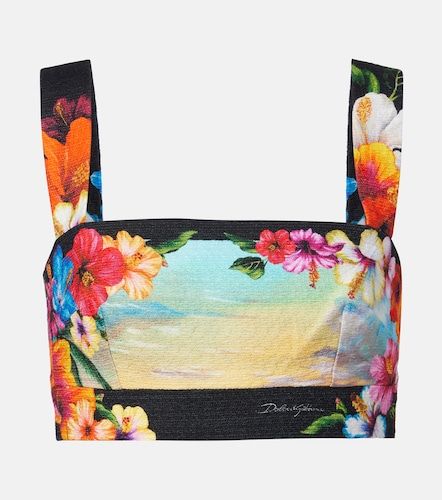 Top court en coton mélangé à imprimé - Dolce&Gabbana - Modalova
