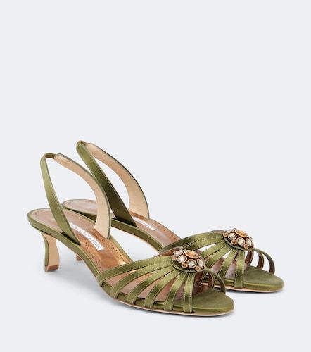 Sandales slingback Fulma en satin à ornements - Manolo Blahnik - Modalova
