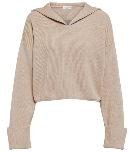 Sweat-shirt à capuche raccourci en coton - Brunello Cucinelli - Modalova