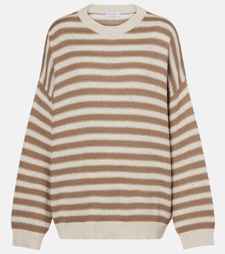 Pull rayé en coton mélangé - Brunello Cucinelli - Modalova