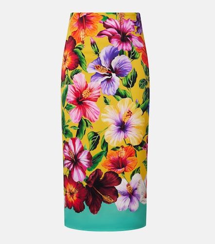 Jupe crayon en soie mélangée à fleurs - Dolce&Gabbana - Modalova