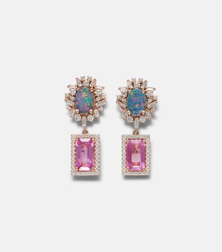 Boucles d'oreilles en or rose 18 ct, diamants, saphirs et opale - Suzanne Kalan - Modalova