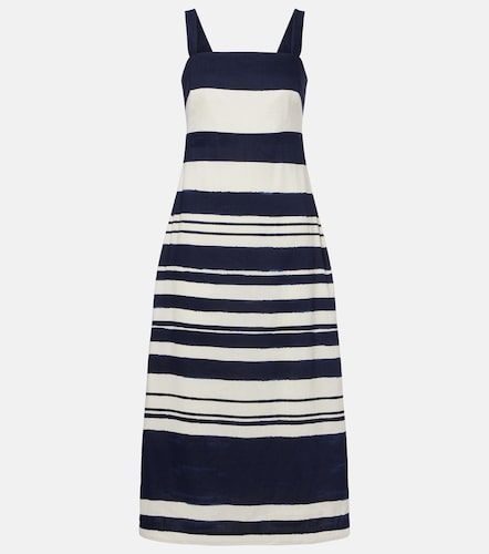 Robe midi Ella rayée en lin mélangé - Veronica Beard - Modalova
