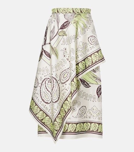 Jupe midi imprimée en soie - Tory Burch - Modalova
