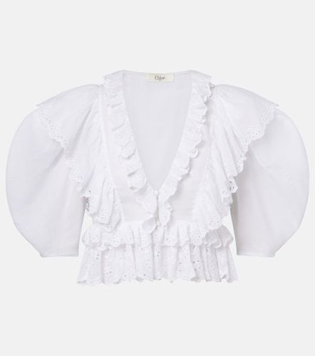 Chloé Top en coton à broderies anglaises - Chloe - Modalova