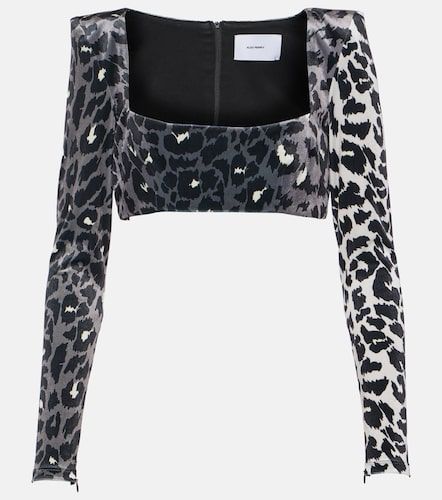 Crop top en velours à imprimé léopard - Alex Perry - Modalova
