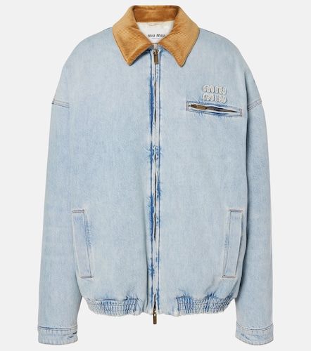 Miu Miu Doudoune en denim à logo - Miu Miu - Modalova