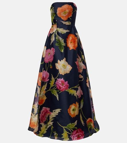 Robe longue en soie à fleurs - Carolina Herrera - Modalova