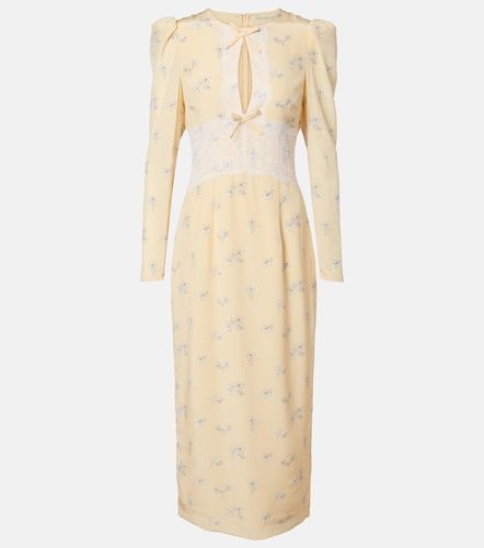 Robe midi en soie à fleurs - Alessandra Rich - Modalova
