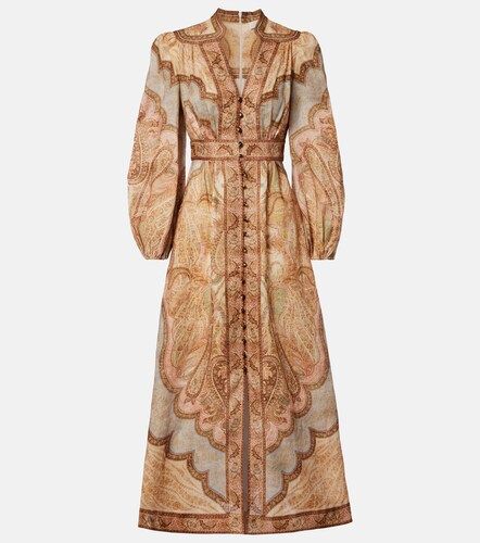 Robe chemise Wanderlust imprimée en lin - Zimmermann - Modalova