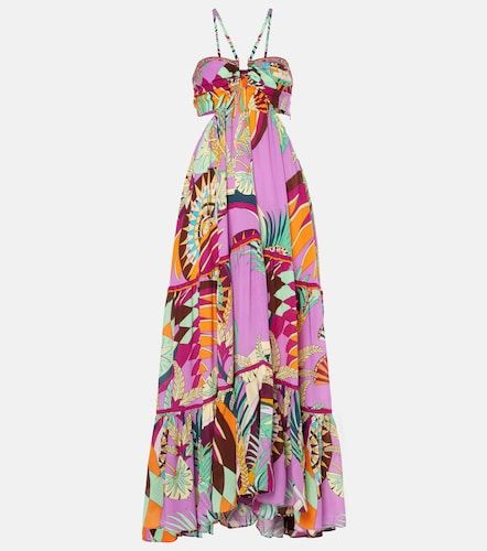 Robe longue imprimée en soie à découpes - Camilla - Modalova