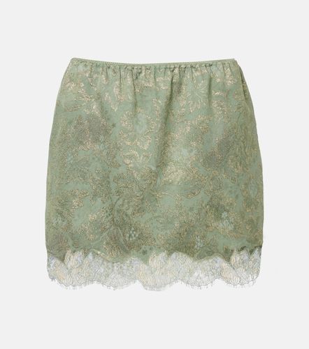 Mini-jupe en coton mélangé et dentelle - Saint Laurent - Modalova