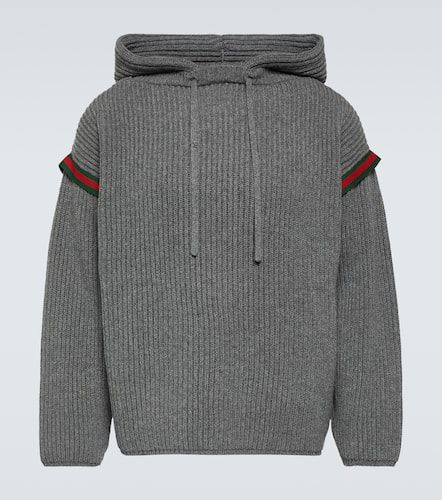 Sweat-shirt à capuche Web Stripe en laine et cachemire - Gucci - Modalova