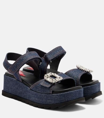 Sandales compensées en jean à ornements - Roger Vivier - Modalova
