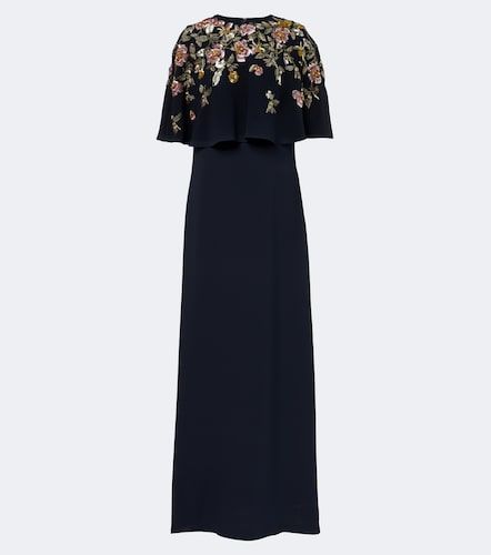 Robe longue en soie mélangée à ornements - Oscar de la Renta - Modalova