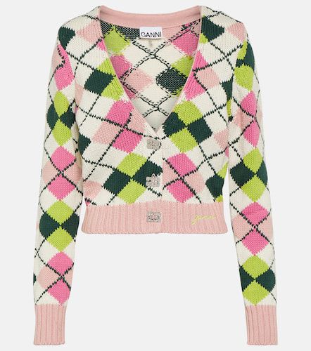 Ganni Cardigan Argyle en coton - Ganni - Modalova