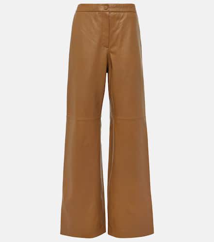 Pantalon ample à taille haute en cuir - Yves Salomon - Modalova