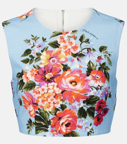 Top en coton mélangé à fleurs - Dolce&Gabbana - Modalova