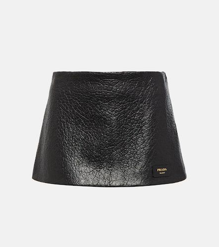 Mini-jupe à taille basse en cuir - Prada - Modalova