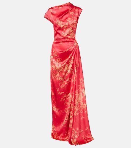 Robe longue en satin à fleurs - Erdem - Modalova