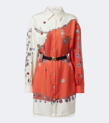 Robe chemise en soie à imprimé - Versace - Modalova